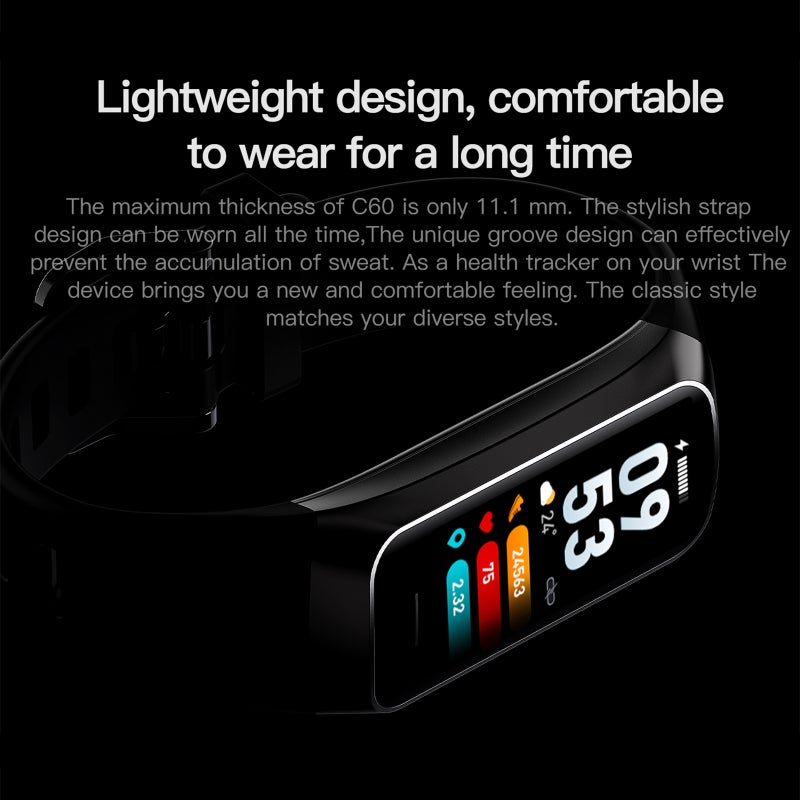 C60 Body Temperature Bracelet Watch Smart Sports Bracelet 3ATM Waterproof Heart Rate Blood Pressure Oxygen Body Temperature Monitoring Exercise Step Sports Smart Bracelet Camera Control - Image 3