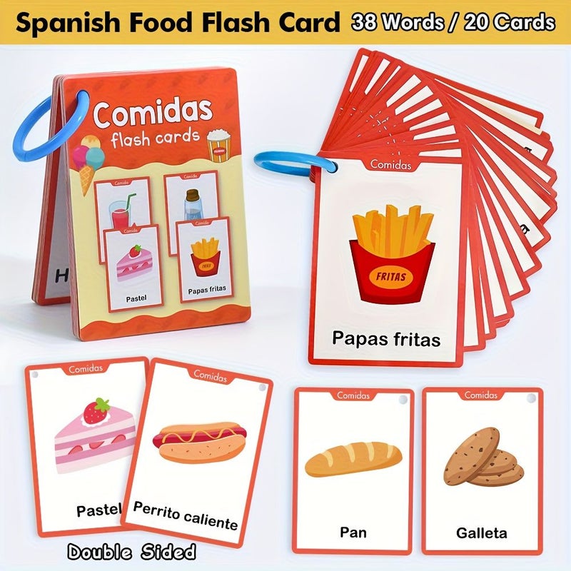 Spanish Body Parts Flash Cards for Kids 28 Words Learning Cards Bilingual English Spanish Vocabulary Builder Educational Games For Preschool Kindergarten Back To School Language Learning Tool Durable Paper Material Fun Illustrations - Image 3