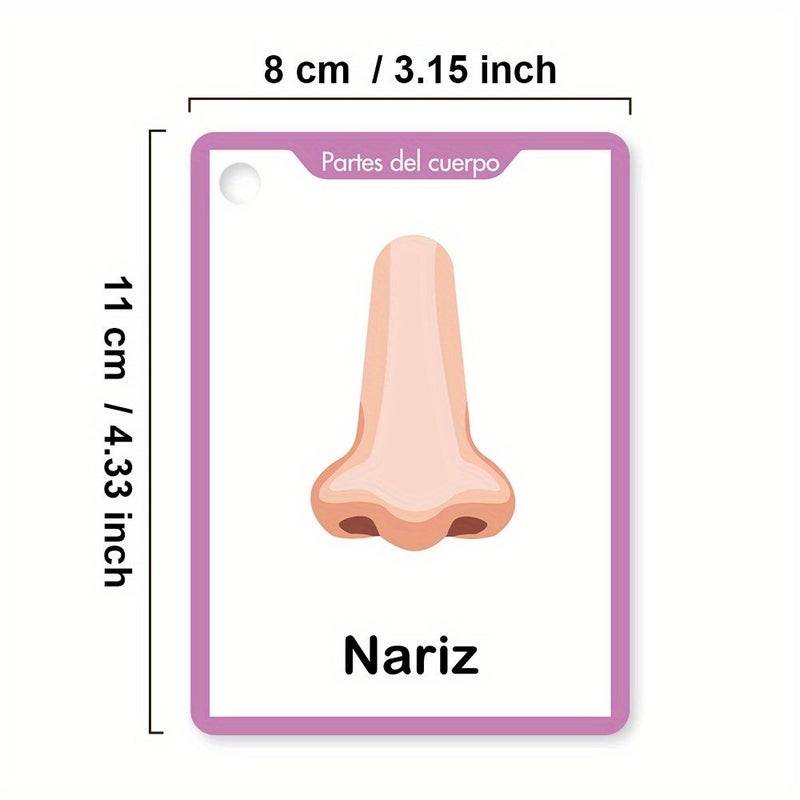 Spanish Body Parts Flash Cards for Kids 28 Words Learning Cards Bilingual English Spanish Vocabulary Builder Educational Games For Preschool Kindergarten Back To School Language Learning Tool Durable Paper Material Fun Illustrations - Image 4
