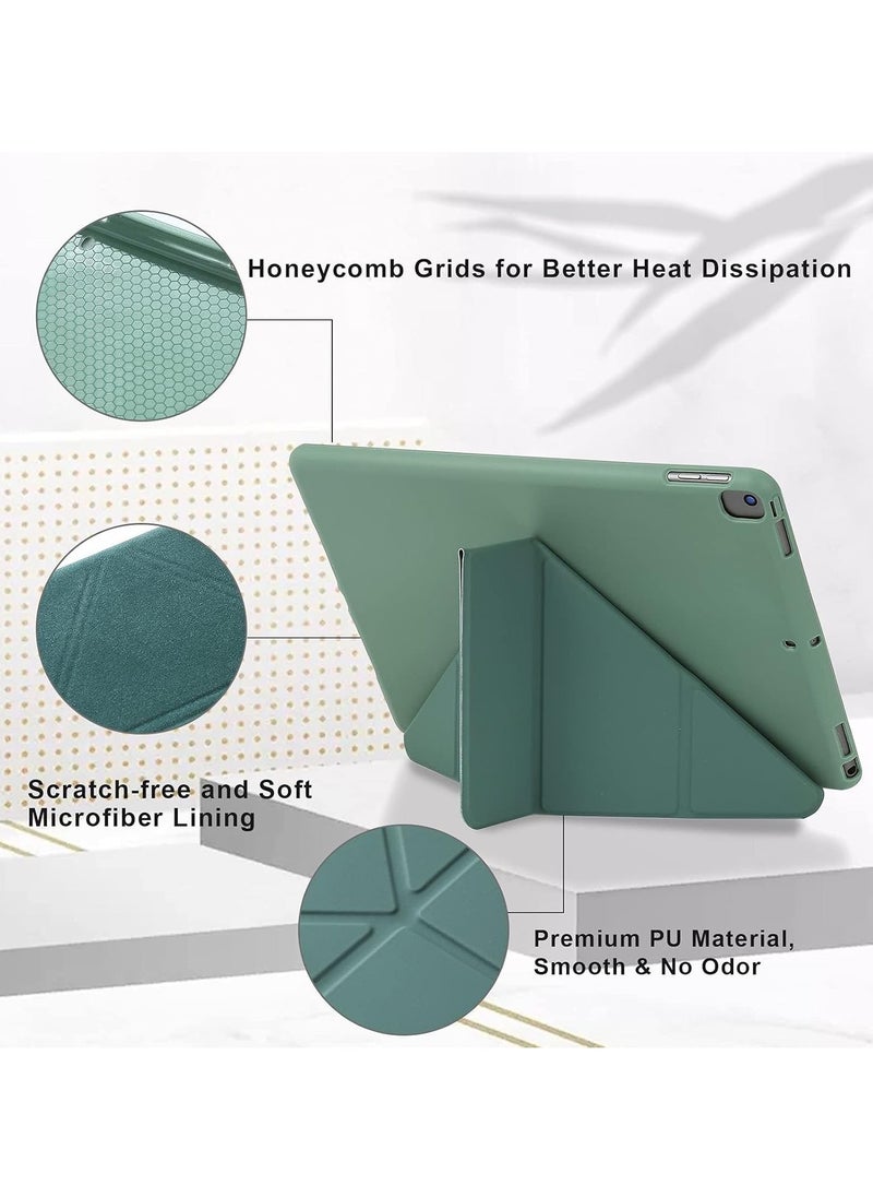 iPad 10.2 Inch Case – Compatible with iPad 9th Generation 2021, iPad 8th Generation 2020 & iPad 7th Generation 2019 – 5-in-1 Viewing Angles, Auto Wake/Sleep, Soft Back Cover, Night Green – Slim, Protective, Stylish Design