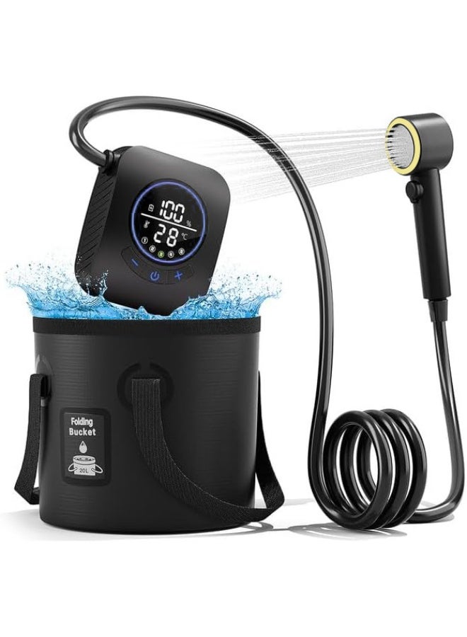 JOGAMS Portable Electric Bidet with 8000mAh Rechargeable Pump, 5-Mode Shower Head, 20L Foldable Bucket, Smart LED Water Temperature Display IPX8 – for Personal Hygiene, Camping, Car Wash, Pet Cleaning, Watering - Image 1