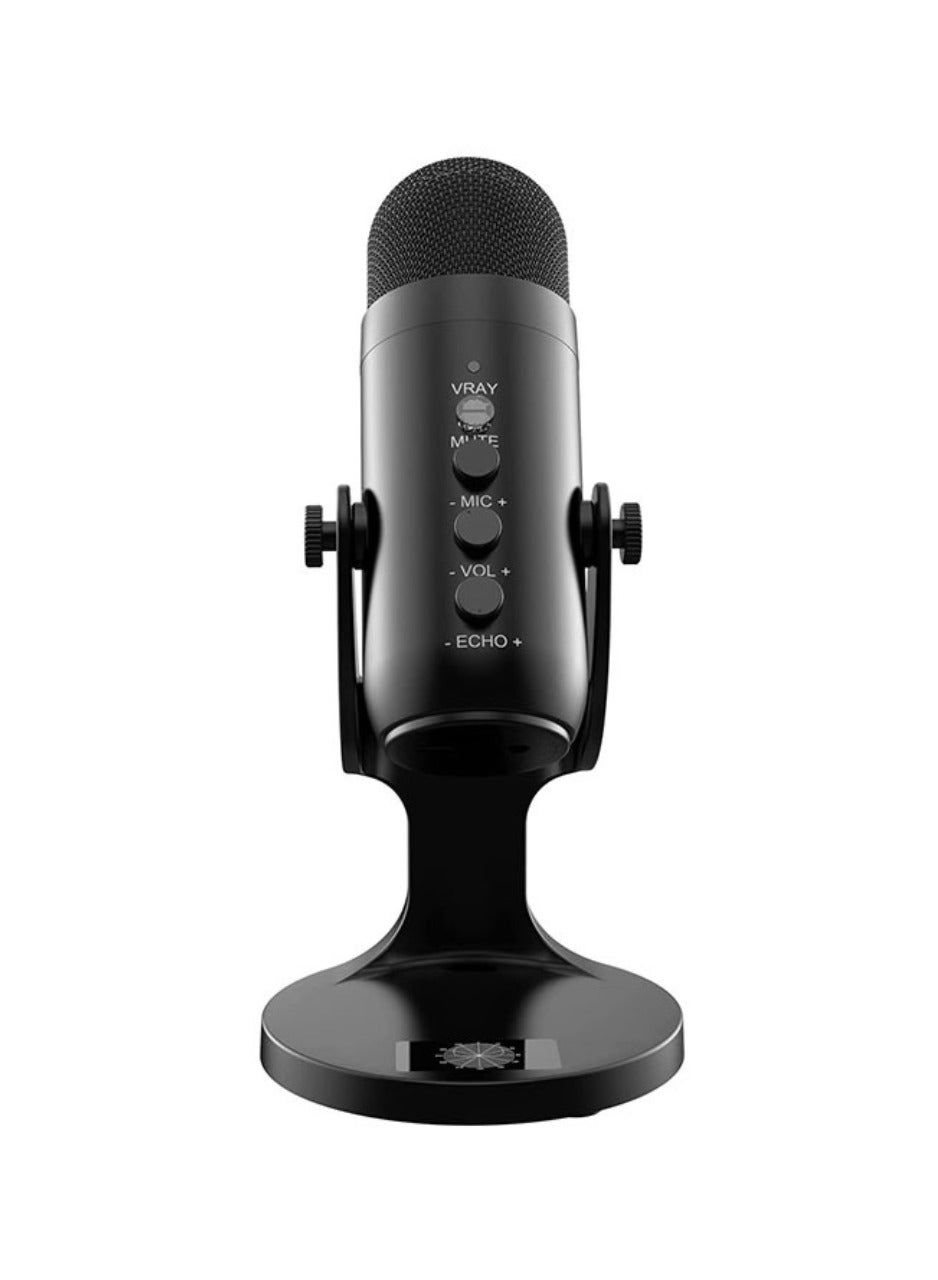 USB Podcast Microphone for PC, Laptop & Mobile, Professional Condenser Mic with Gain & Reverb Control, One-Touch Mute, Zero-Latency Monitoring, Hypercardioid Pickup, 330° Adjustable Stand for Recording, Streaming & Gaming MC-PW8