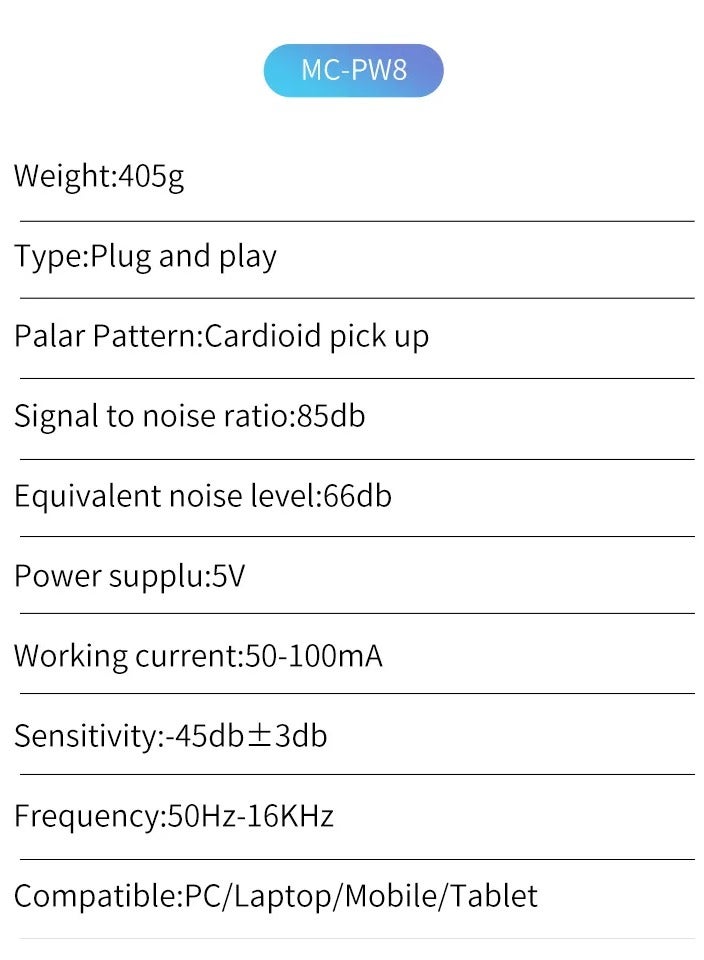 Jmary USB Podcast Microphone for PC, Laptop & Mobile, Professional Condenser Mic with Gain & Reverb Control, One-Touch Mute, Zero-Latency Monitoring, Hypercardioid Pickup, 330° Adjustable Stand for Recording, Streaming & Gaming MC-PW8 - Image 3