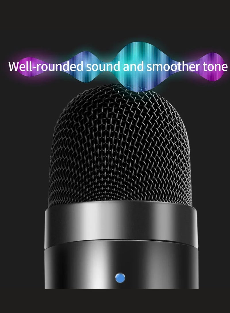 Jmary USB Podcast Microphone for PC, Laptop & Mobile, Professional Condenser Mic with Gain & Reverb Control, One-Touch Mute, Zero-Latency Monitoring, Hypercardioid Pickup, 330° Adjustable Stand for Recording, Streaming & Gaming MC-PW8 - Image 4