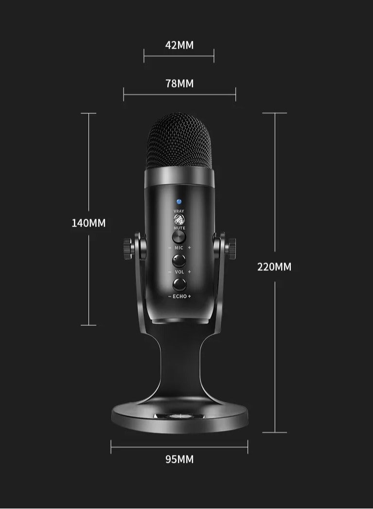 Jmary USB Podcast Microphone for PC, Laptop & Mobile, Professional Condenser Mic with Gain & Reverb Control, One-Touch Mute, Zero-Latency Monitoring, Hypercardioid Pickup, 330° Adjustable Stand for Recording, Streaming & Gaming MC-PW8 - Image 5