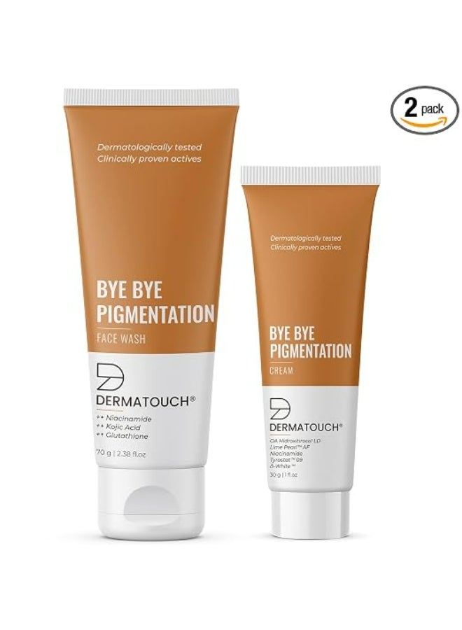 DERMATOUCH Bye Bye Pigmentation Face Wash (70G) & Anti-Pigmentation Cream (30G) | With Niacinamide & Kojic Acid - 100G - Image 1