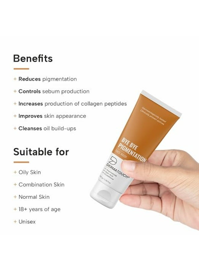 DERMATOUCH Bye Bye Pigmentation Face Wash (70G) & Anti-Pigmentation Cream (30G) | With Niacinamide & Kojic Acid - 100G - Image 2