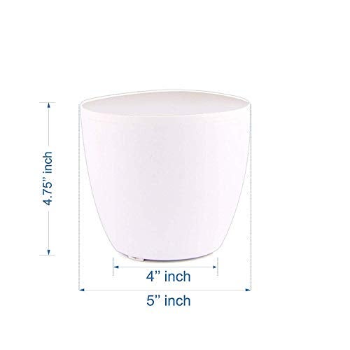 Alexvyan White Round Plastic Flower Planter/Beautiful Round Gamla Pot/Flower Pot for Garden Balcony,Pack of (2) - Image 2