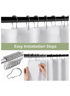 Excefore Shower Curtain Green Eucalyptus Watercolor Plant Leaves with Floral Bathroom Decor Waterproof Fabric Shower Curtain with 12 Hooks 72x66 Inch Bath Accessories Art Home Decor Fabric (White Wrinkle)  - Image 3