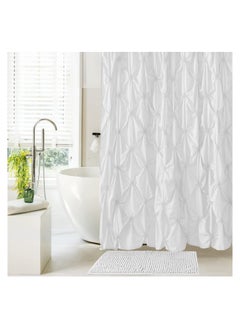 Excefore Shower Curtain Green Eucalyptus Watercolor Plant Leaves with Floral Bathroom Decor Waterproof Fabric Shower Curtain with 12 Hooks 72x66 Inch Bath Accessories Art Home Decor Fabric (White Wrinkle)  - Image 2