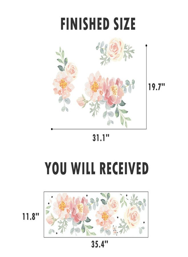 ROFARSO Flowers Wall Stickers Watercolor Orange Pink Peony Nature Plant Vinyl Removable Peel and Stick Wall Decals Art Picture Decorations Decor for Teens Girls Bedroom Living Room Murals - Image 5