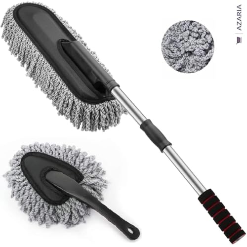 SWAMINE Microfiber Car Duster Kit|Interior & Exterior Car Cleaning Detailing Tool|Scratch & Lint Free, Pollen Removing|Extendable Long Handle Duster for Car, SUV, & Motorcycle(5PCS) - Image 2