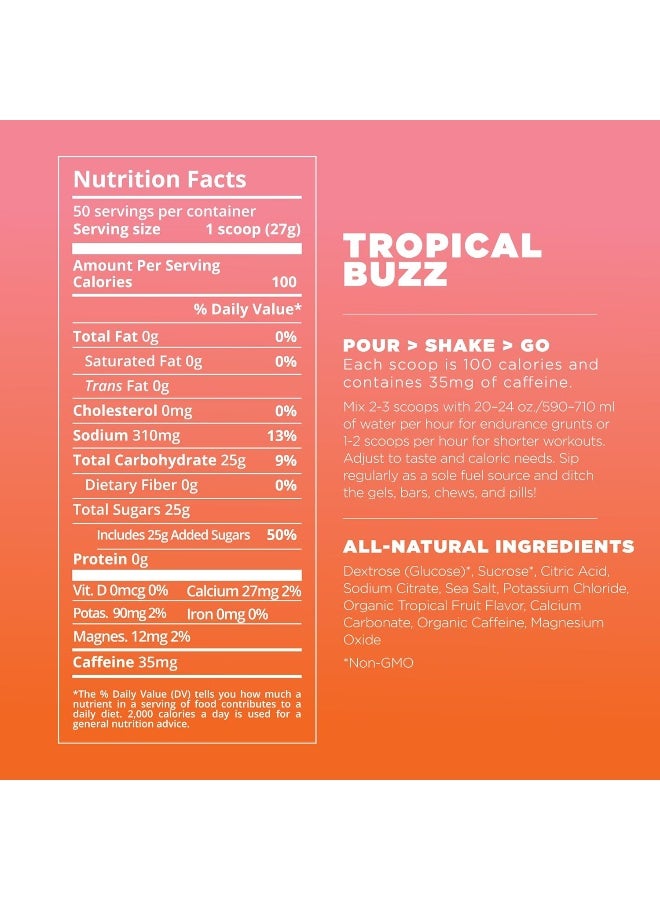 Tailwind Nutrition Endurance Fuel, Caffeine Drink Powder Mix With Electrolytes, Non-Gmo, Free Of Soy, Dairy, And Gluten, Vegan Friendly, Tropical Buzz, 50 Servings  - Image 5