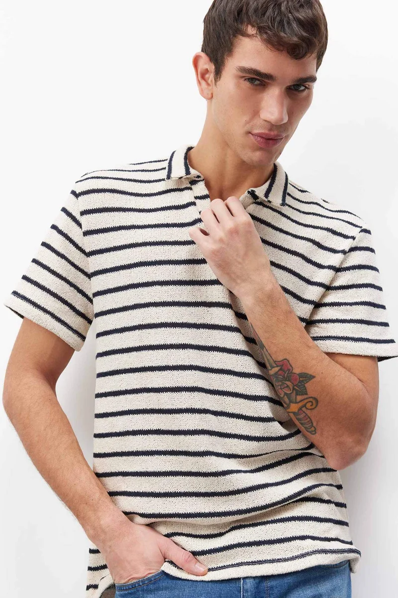 ديفاكتو Regular Fit Striped Short Sleeve Polo T-Shirt