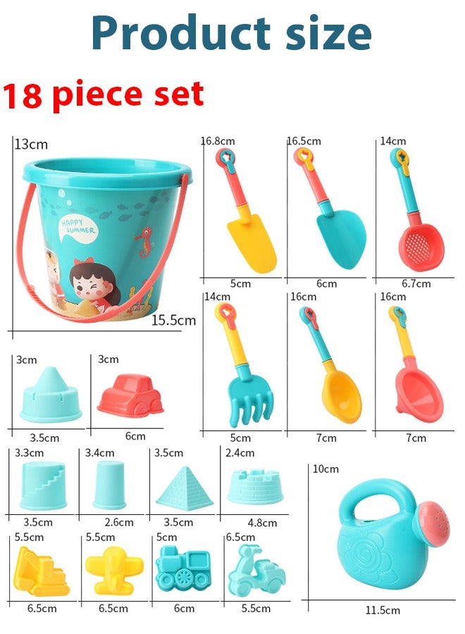 18PC Beach Toys Set Children's beach toy buckewith Folding Bucket and Various Rich color Beach Shapes Toys Baby playing in water, playing with sand, digging tools, shovel Beach bucket playing in the water or Kids Sandcastle Construction Kit for 3+ Years Girls Boys ﻿ - Image 2