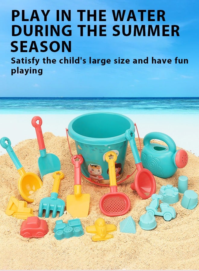 18PC Beach Toys Set Children's beach toy buckewith Folding Bucket and Various Rich color Beach Shapes Toys Baby playing in water, playing with sand, digging tools, shovel Beach bucket playing in the water or Kids Sandcastle Construction Kit for 3+ Years Girls Boys ﻿ - Image 3