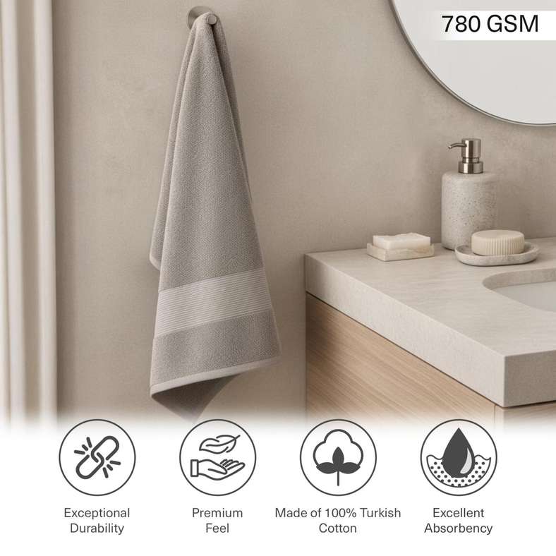 Pan Home Ultra Luxe Turkish Cotton Hand Towel 50x90 cm - Nickel - Image 5