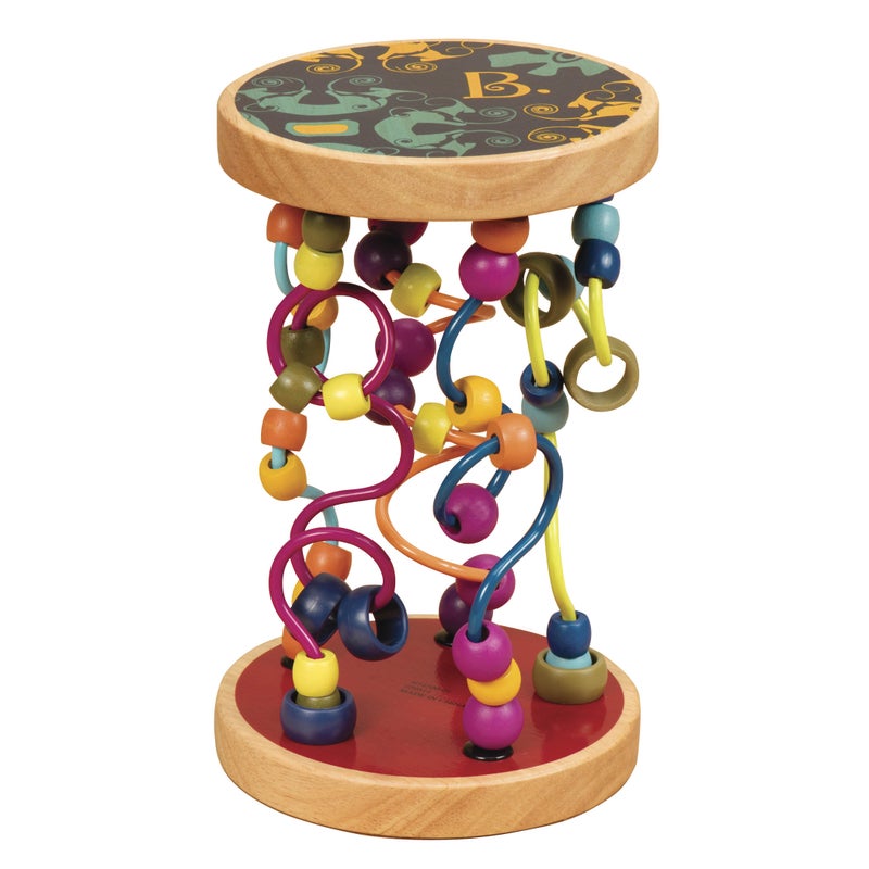B. toys â€“ Loopty Lo Wooden Rolling Toy â€“ Developmental Bead Maze with 47 Beads & 5 Mazes â€“ Encourages Fine Motor Skills & Crawling â€“ Classic Wooden Wire Maze for Babies, Toddlers, Kids 18+ months - Image 1