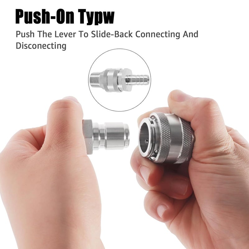 Ferroday 2 Pair Stainless Steel Quick Disconnect Set with 1/2 MPT Male Thread Quick Disconnect, 1/2" Barb Female Brewing Quick Disconnect for 1/2 NPT Female Wort Pump, Wort Chiller, Ball Valve Fitting - Image 5