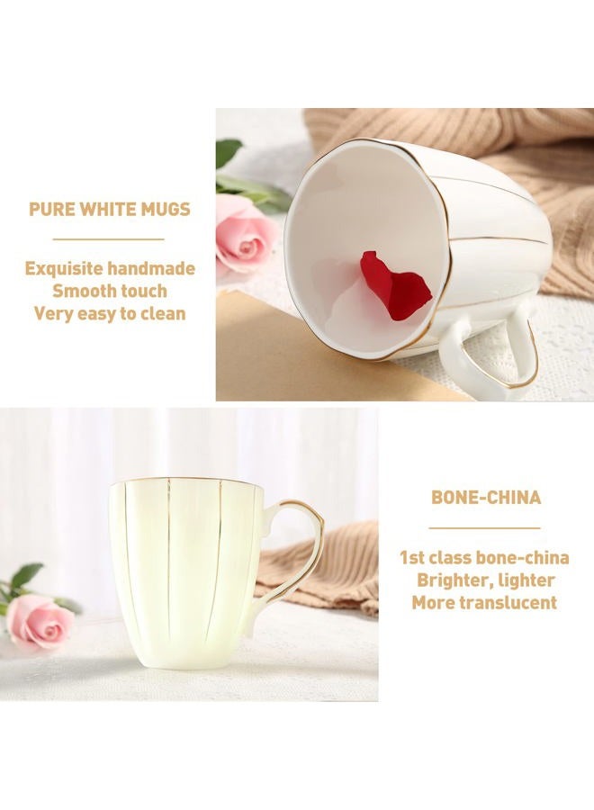 DUJUST Coffee Mug Set of 4(13.5oz), Luxury British Design with Handcrafted Golden Trims, 1st-Class Bone-china White and Gold Cup Set for Coffee, Tea&Milk, Beautiful&Graceful Top Fine Porcelain Cups - Image 4
