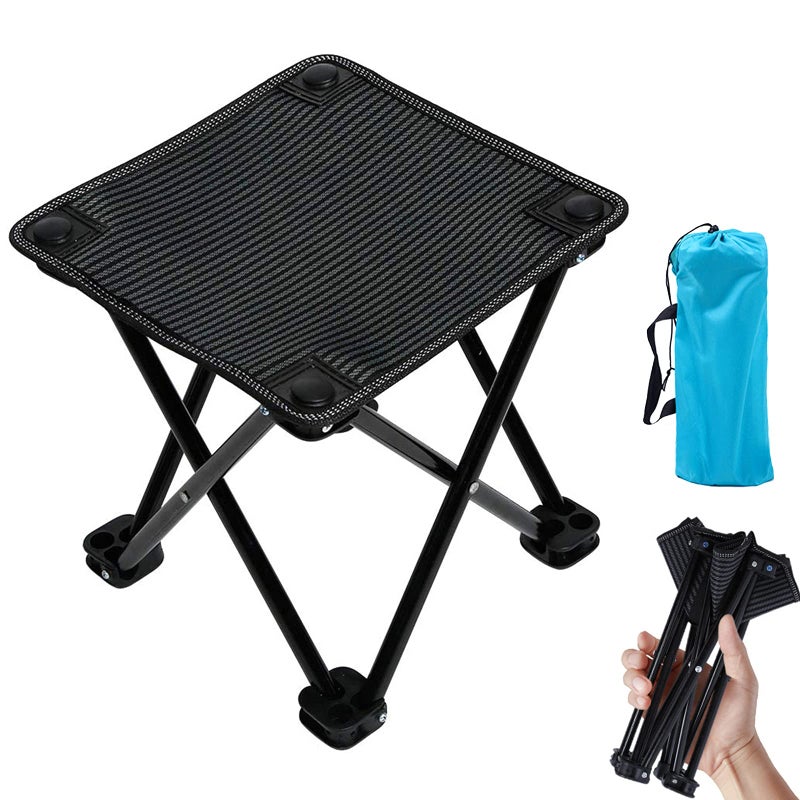 XinChangShangMao Mini Chair Folding Camping Stool Outdoor Portable Stools Lightweight with Carry Bag Support 220 lbs Black