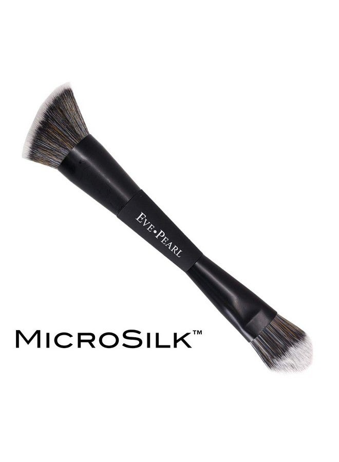 EVE PEARL Dual Ended Brush Contour Concealer Blender Fan Liner Highlighter Brow Cruelty Free Hypoallergenic Easy Blending Makeup Brushes (B201 Contour Blender) - Image 2