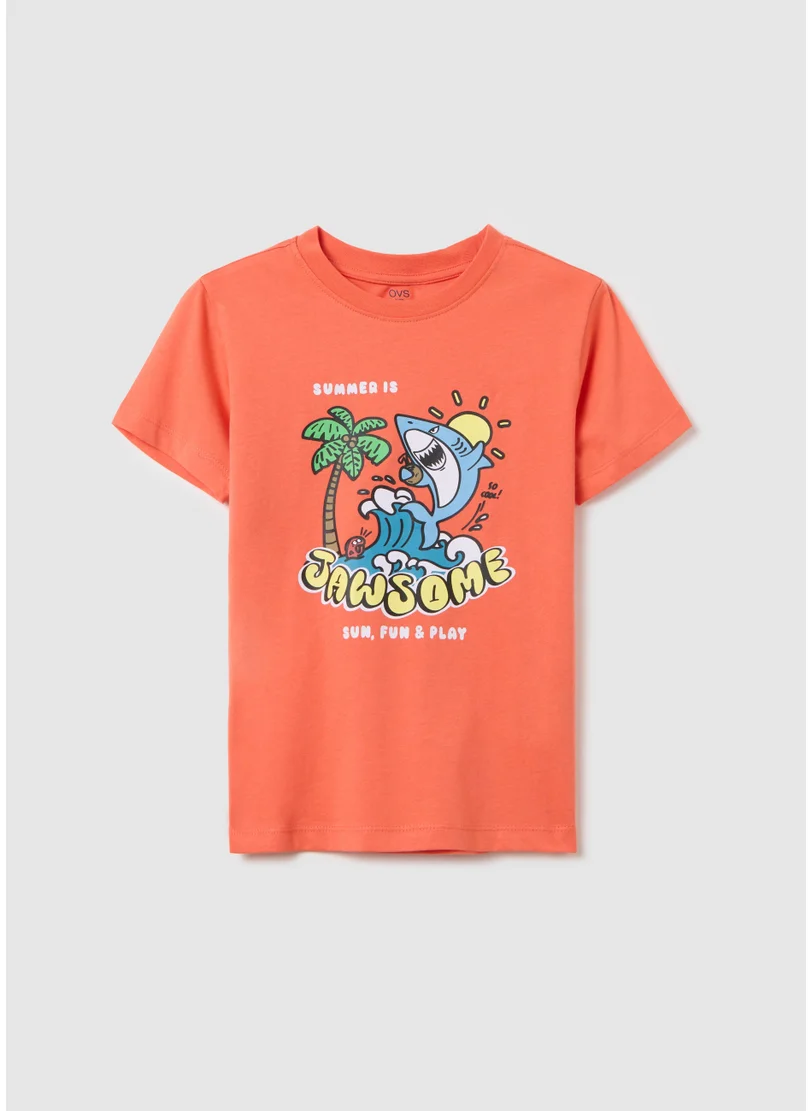او في اس Orange Summer Print T-Shirt For Boys