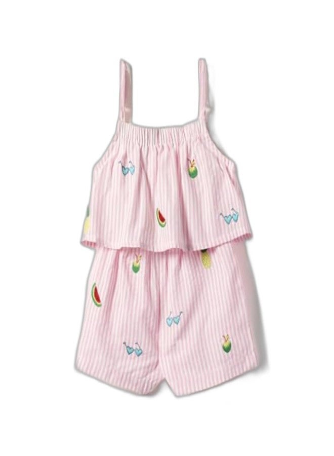 Nautinati Girls Printed Strap Sleeve Jumpsuit with Waist Tie Up | Rayon | Age 0-3 Years - Image 1