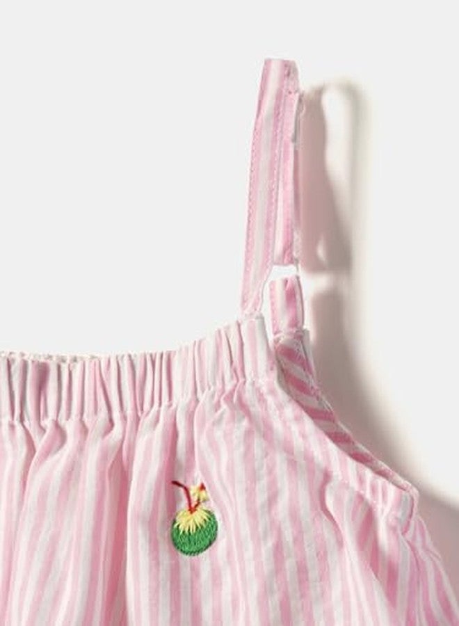 Nautinati Girls Printed Strap Sleeve Jumpsuit with Waist Tie Up | Rayon | Age 0-3 Years - Image 3