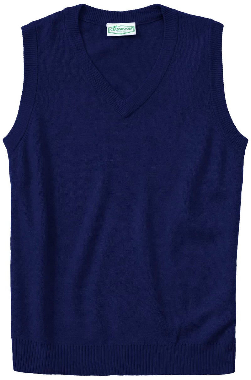 Classroom School Uniforms Men's Adult Unisex V-Neck Sweater Vest, Blue, Medium - Image 2