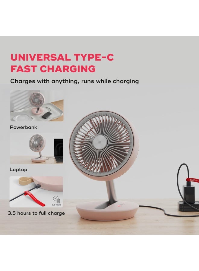 NUUK Folde V2 Personal Rechargeable Fan For Travel|Folds 180° & Fits In Any Bag|Cordless,7-Inch|16 Hr Run Time,4 Wind Speeds|Super Silent BLDC Motor|For Hiking,Picnics,Beach,Camping - Image 4