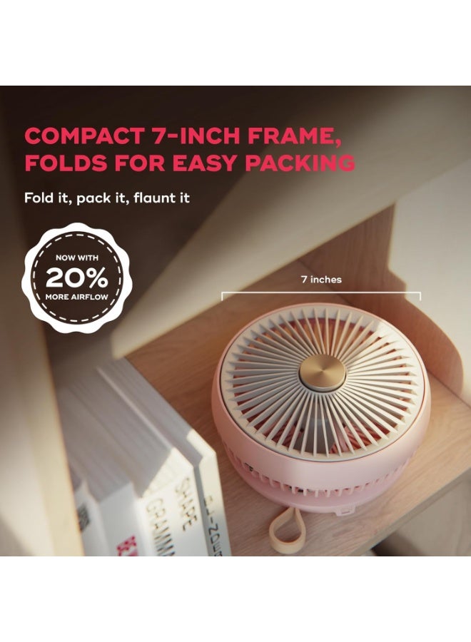 NUUK Folde V2 Personal Rechargeable Fan For Travel|Folds 180° & Fits In Any Bag|Cordless,7-Inch|16 Hr Run Time,4 Wind Speeds|Super Silent BLDC Motor|For Hiking,Picnics,Beach,Camping - Image 3