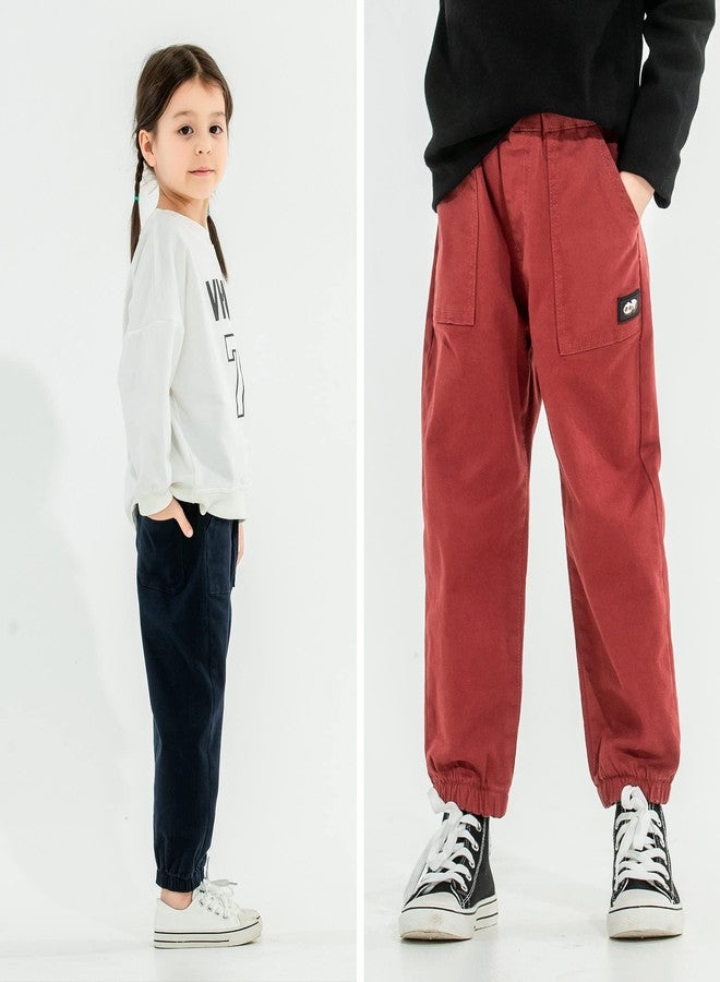 MINI PANDA Toddler Pants, Little Girls & Boys Stretch Fabric Pants 2-Pack (2T-6T, Navy, Red) - Image 4