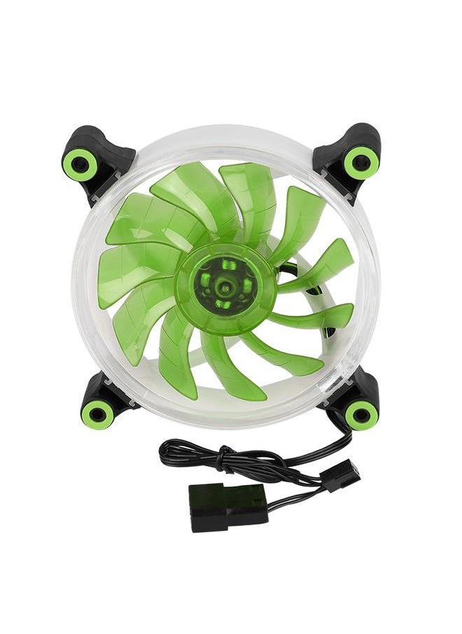 Thoraya FAN L18 12V DC 120mm LED Case Fan Large 4PIN & Small 3PIN Interface Cooling Fan (Green)  - Image 1