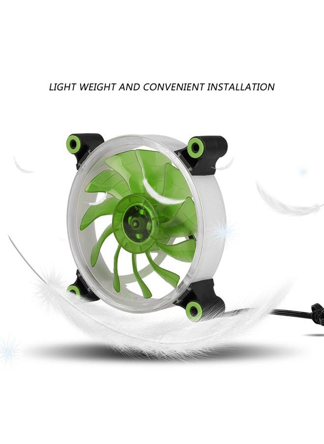 Thoraya FAN L18 12V DC 120mm LED Case Fan Large 4PIN & Small 3PIN Interface Cooling Fan (Green)  - Image 2