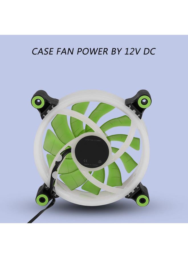 Thoraya FAN L18 12V DC 120mm LED Case Fan Large 4PIN & Small 3PIN Interface Cooling Fan (Green)  - Image 3