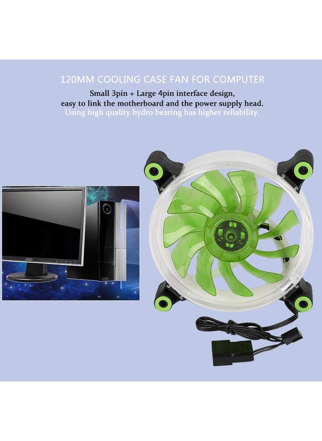 Thoraya FAN L18 12V DC 120mm LED Case Fan Large 4PIN & Small 3PIN Interface Cooling Fan (Green)  - Image 4