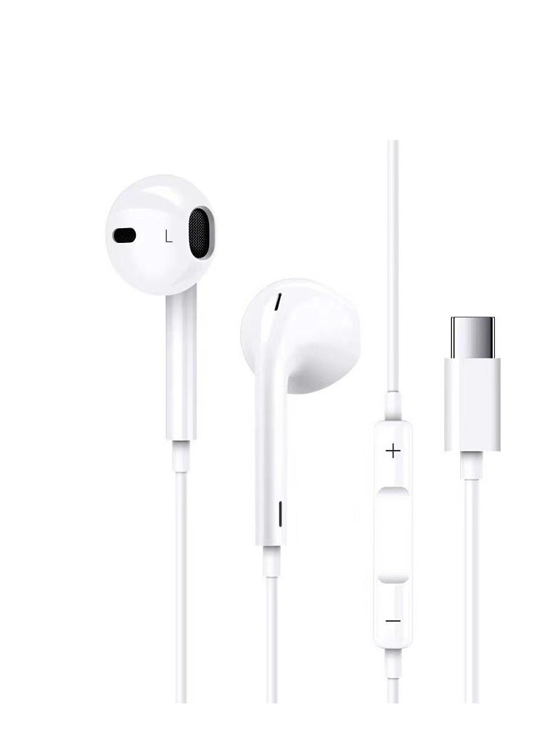 LESHP Type-C wired semi-in-ear earphone DAC with high decoding music volume control is suitable for Samsung, Xiaomi, Huawei, iPhone 15 and later  - Image 1