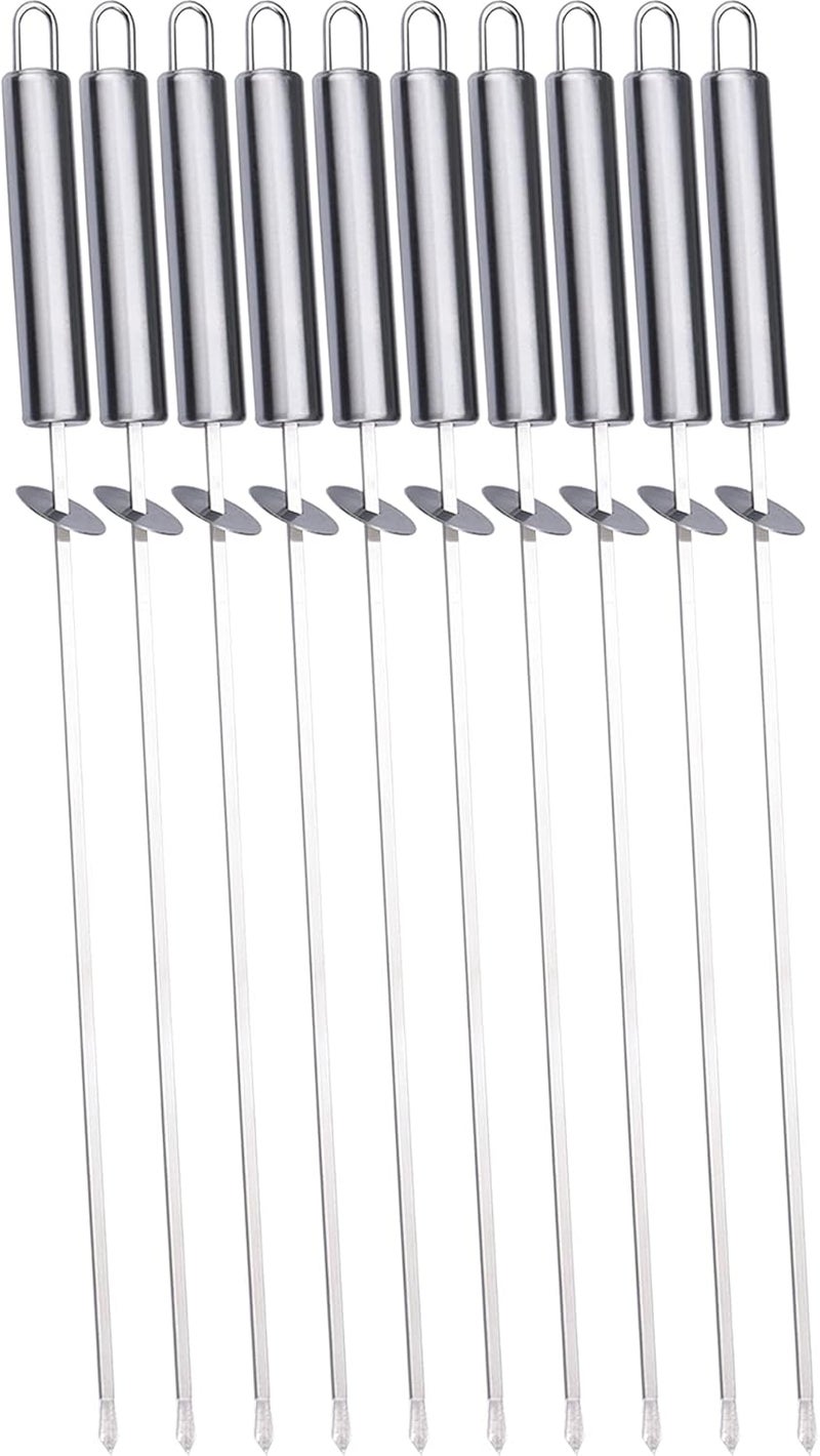 HONSHEN 15.7" Barbecue Skewers,Heavy Duty BBQ Stainless Steel Flat Skewers,set of 10 Pack (15.7 inch Skewers 10p) - Image 1