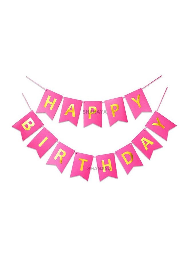 SHANAYA Happy Birthday Hanging Bunting Banner for Decorations Items Party Supplies (Pink Gold) - Image 1