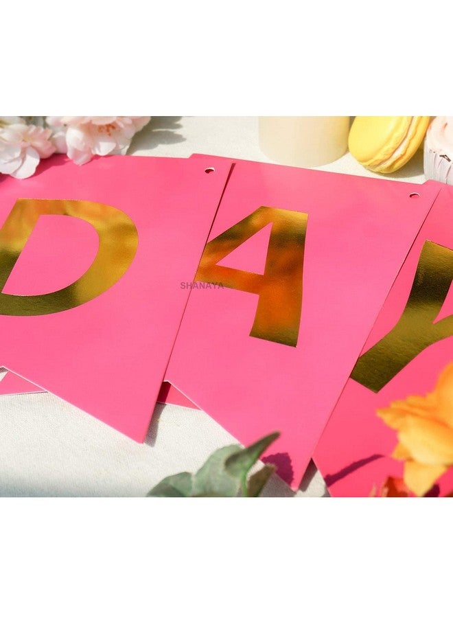 SHANAYA Happy Birthday Hanging Bunting Banner for Decorations Items Party Supplies (Pink Gold) - Image 4