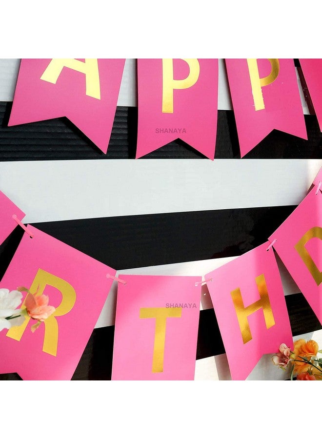 SHANAYA Happy Birthday Hanging Bunting Banner for Decorations Items Party Supplies (Pink Gold) - Image 5