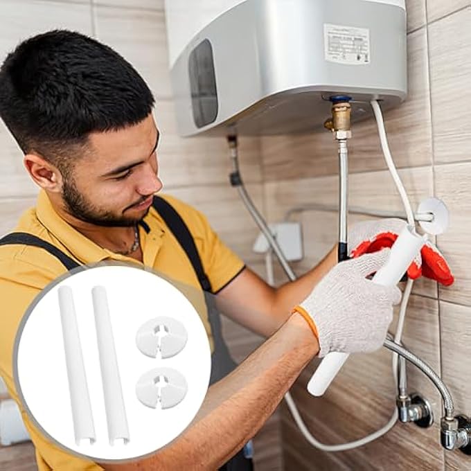 2 PIECES OF 15MM WHITE DECORATIVE COVERS AND 2 PIECES OF 15 * 200 RADIATOR PIPES, RADIATOR FLOOR RING, WHITE RADIATOR PIPE COVER, RADIATOR FLOOR RING AND PIPE SLEEVE - Image 2