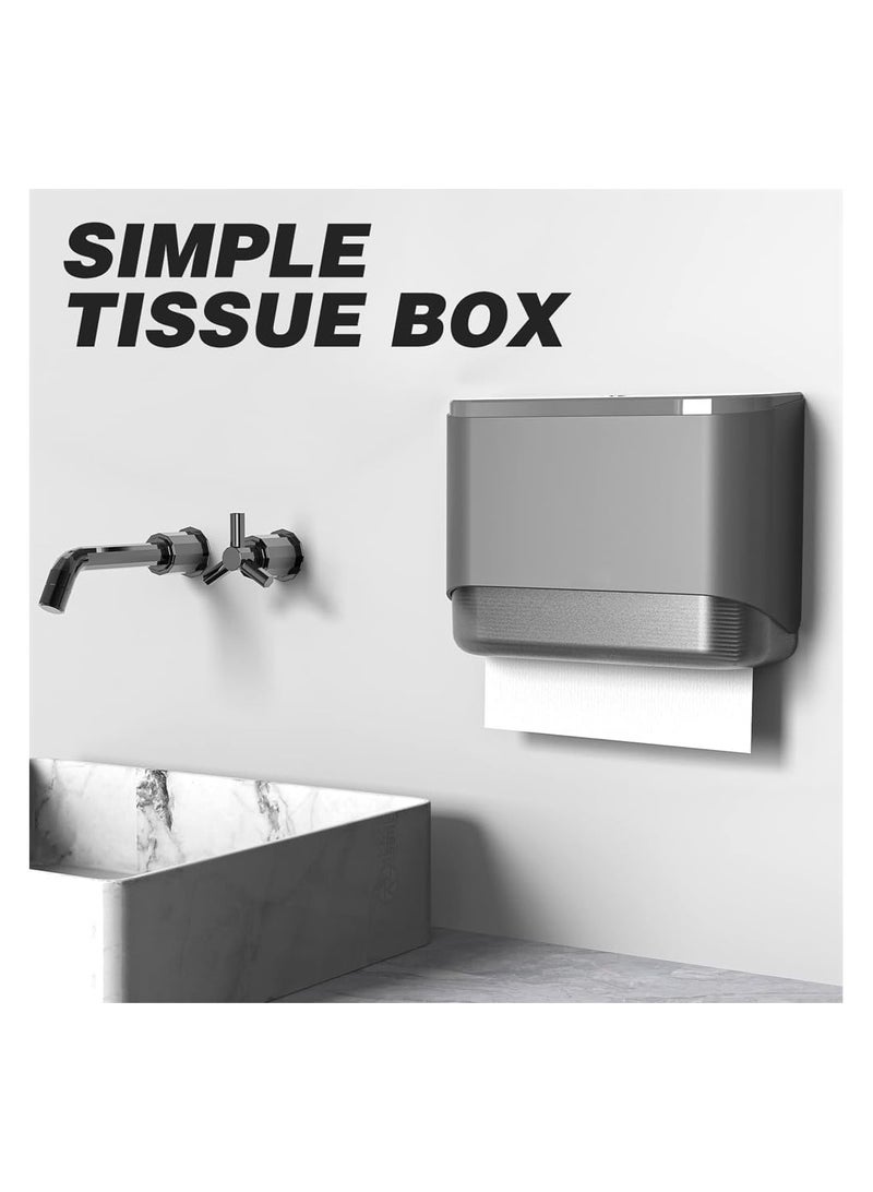 general Paper Towel Dispenser, Wall Mounted Bathroom Paper Towel Dispenser Tissue Box Holder, Non-Drilling Waterproof/Dustproof Multi-Fold Paper Towel Holder - Image 5