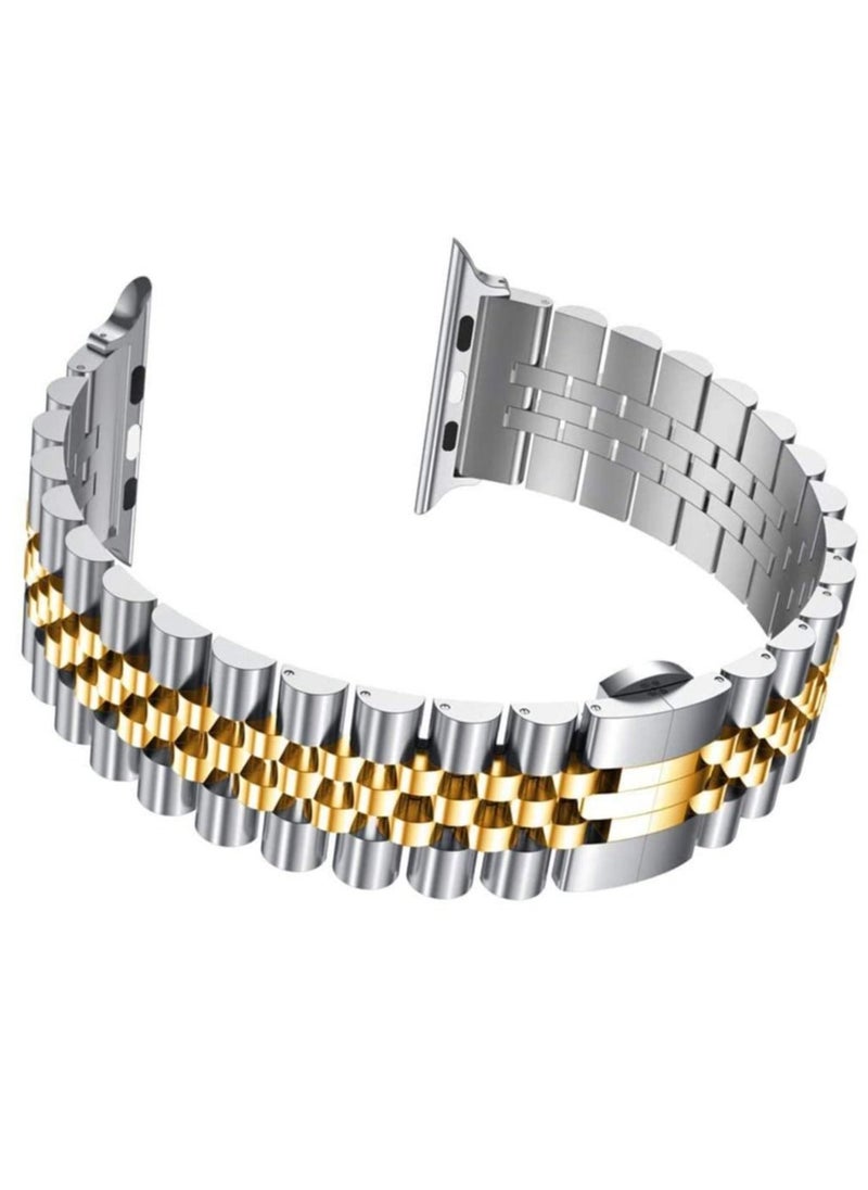 ELTRAZONE - Ultra Thin Stainless Steel Metal Wristband Strap for Apple Watch 42/44/45/49mm, Replacement Bracelet Band Compatible with Apple Watch Series Ultra 8/7/6/5/4/3/2/1/SE - Image 1