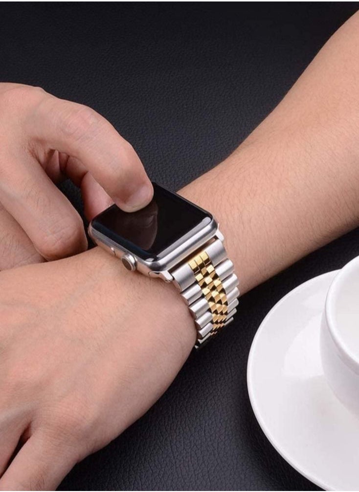 ELTRAZONE - Ultra Thin Stainless Steel Metal Wristband Strap for Apple Watch 42/44/45/49mm, Replacement Bracelet Band Compatible with Apple Watch Series Ultra 8/7/6/5/4/3/2/1/SE - Image 1