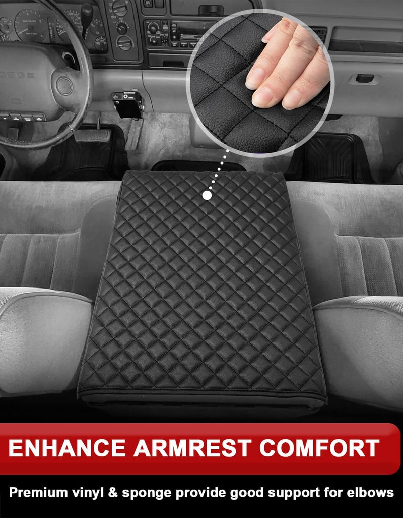 KBH Center Console Armrest Cover for Dodge Ram 1500 2500 3500 1994-2001, 19"x15" Jump Seat, Vinyl Leather Interior Accessories, Anti-Scratch, Black - Image 4