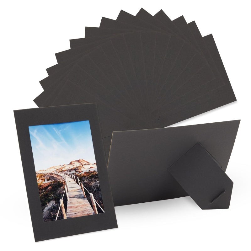 Juvale 4x6 Black Cardboard Photo Frames Bulk -Tabletop Easel Back for DIY Crafts - Paper Picture Frames with Stand 50-Pack - Image 1