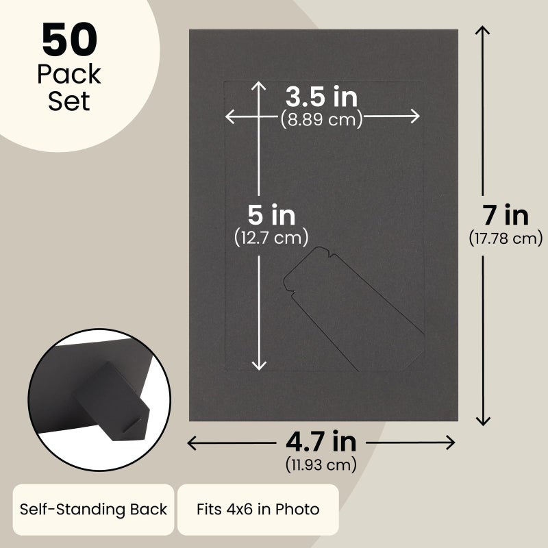 Juvale 4x6 Black Cardboard Photo Frames Bulk -Tabletop Easel Back for DIY Crafts - Paper Picture Frames with Stand 50-Pack - Image 4
