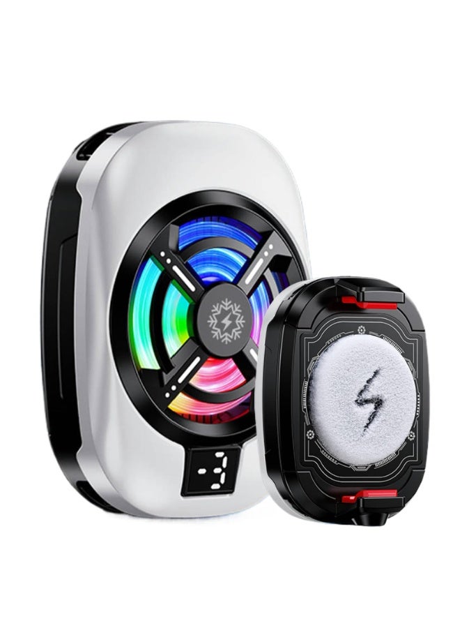 بلاك شارك **مبرد هاتف قابل للشحن مع مشبك خلفي** - **مروحة تبريد 15 واط بثلاث سرعات قابلة للتعديل** - **تبريد منخفض الضوضاء** - **مثالي للمكالمات المرئية والبث المباشر وصنع الفيديو** - **يناسب معظم الهواتف الذكية** - **(أبيض)** - Image 1